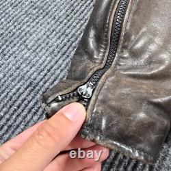 Vintage Brooks Motorcycle Jacket Mens 44 Brown Leather Full Zip Grunge USA Made