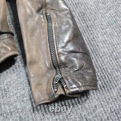 Vintage Brooks Motorcycle Jacket Mens 44 Brown Leather Full Zip Grunge USA Made