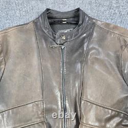 Vintage Brooks Motorcycle Jacket Mens 44 Brown Leather Full Zip Grunge USA Made
