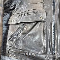Vintage Brooks Motorcycle Jacket Mens 44 Brown Leather Full Zip Grunge USA Made