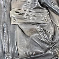 Vintage Brooks Motorcycle Jacket Mens 44 Brown Leather Full Zip Grunge USA Made