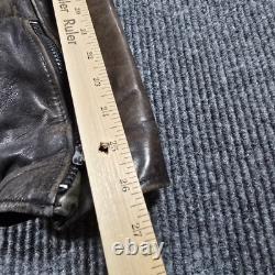Vintage Brooks Motorcycle Jacket Mens 44 Brown Leather Full Zip Grunge USA Made