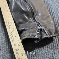 Vintage Brooks Motorcycle Jacket Mens 44 Brown Leather Full Zip Grunge USA Made