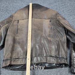 Vintage Brooks Motorcycle Jacket Mens 44 Brown Leather Full Zip Grunge USA Made