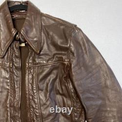 Vintage Brooks Motorcycle Leather Jacket Men's S/M Brown Distressed Rider 70-80s