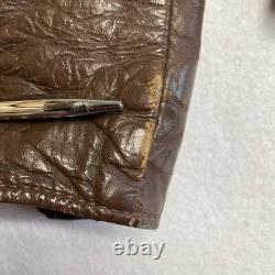 Vintage Brooks Motorcycle Leather Jacket Men's S/M Brown Distressed Rider 70-80s