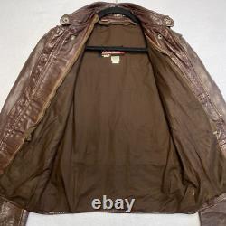 Vintage Brooks Motorcycle Leather Jacket Men's S/M Brown Distressed Rider 70-80s