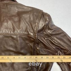 Vintage Brooks Motorcycle Leather Jacket Men's S/M Brown Distressed Rider 70-80s