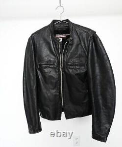 Vintage Brooks Sportswear Full Zip Motorcycle Biker Leather Jacket Black Men's