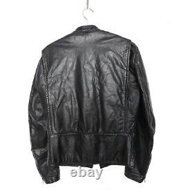 Vintage Brooks Sportswear Full Zip Motorcycle Biker Leather Jacket Black Men's