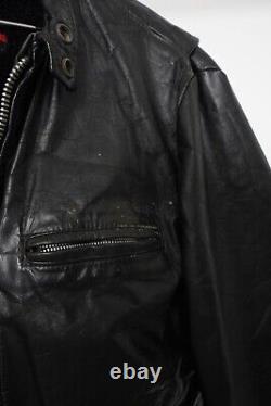 Vintage Brooks Sportswear Full Zip Motorcycle Biker Leather Jacket Black Men's