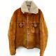 Vintage Brown Suede Leather Sherpa Jacket Size L