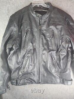 Vintage Bullet Brand Biker Leather Motorcycle Jacket Cafe Size 56 Heavy