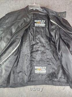 Vintage Bullet Brand Biker Leather Motorcycle Jacket Cafe Size 56 Heavy