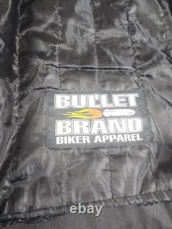 Vintage Bullet Brand Biker Leather Motorcycle Jacket Cafe Size 56 Heavy