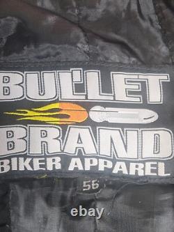 Vintage Bullet Brand Biker Leather Motorcycle Jacket Cafe Size 56 Heavy