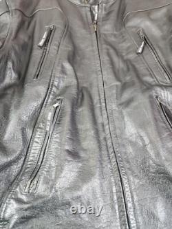 Vintage Bullet Brand Biker Leather Motorcycle Jacket Cafe Size 56 Heavy