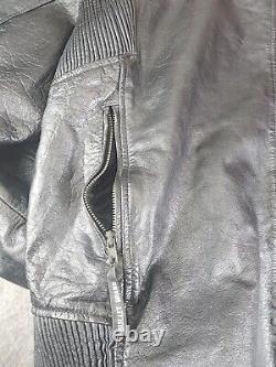 Vintage Bullet Brand Biker Leather Motorcycle Jacket Cafe Size 56 Heavy