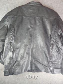 Vintage Bullet Brand Biker Leather Motorcycle Jacket Cafe Size 56 Heavy