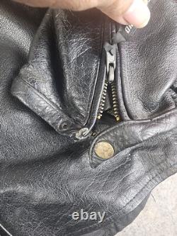 Vintage Bullet Brand Biker Leather Motorcycle Jacket Cafe Size 56 Heavy