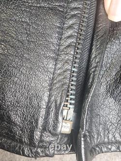 Vintage Bullet Brand Biker Leather Motorcycle Jacket Cafe Size 56 Heavy