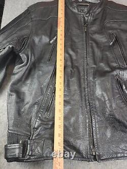 Vintage Bullet Brand Biker Leather Motorcycle Jacket Cafe Size 56 Heavy