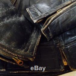 Vintage CAL Leathers biker horsehide leather jacket size 38