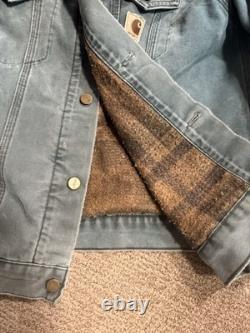 Vintage CARHARTT J10 Blanket Lined Trucker Jacket HTG Hunter Green Men Large L