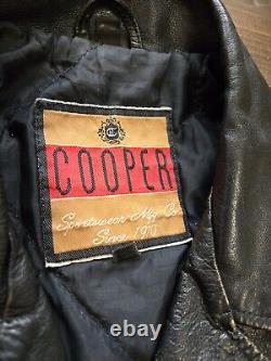 Vintage COOPER Black Leather Motorcycle Jacket. Biker. Men's