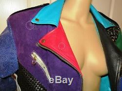 Vintage Cache Medium Multi-Color-Block Mixed Media Leather Motorcycle Jacket