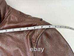 Vintage Cafe Racer Leather Jacket Mens Size 44 Brown Motorcycle Talon Zipper