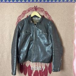 Vintage Cafe Racer Leather Motorcycle Jacket Brown Mens 42