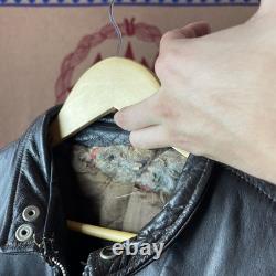 Vintage Cafe Racer Leather Motorcycle Jacket Brown Mens 42