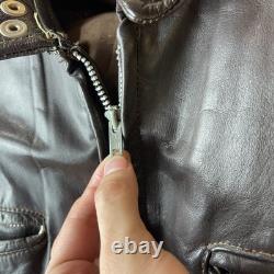 Vintage Cafe Racer Leather Motorcycle Jacket Brown Mens 42