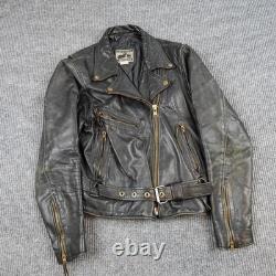 Vintage California Creations Leather Moto Jacket Mens Medium Black Motorcycle