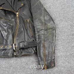 Vintage California Creations Leather Moto Jacket Mens Medium Black Motorcycle