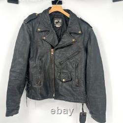 Vintage California Creations Leather Motorcycle Jacket 46 Made In USA (scuffs)