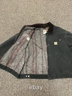 Vintage Carhartt Detroit Jacket Mens Size M-L Blanket Lined J01-BLK Embroidered