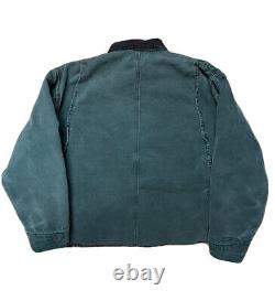 Vintage Carhartt Detroit Style Jacket Teal Mens Large Cropped READ DESCRIPTION