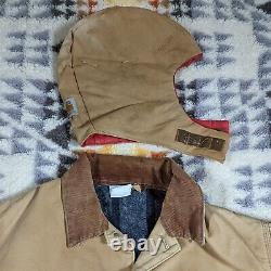 Vintage Carhartt XL Duck Tan Lined WIP USA Made Distressed Work Packer Jacket