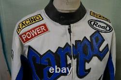 Vintage Carpe Diem Canvas Leather Motorcycle Racing Jacket Size XL