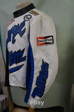 Vintage Carpe Diem Canvas Leather Motorcycle Racing Jacket Size XL