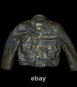 Vintage Chicago Cop Shop Leather Jacket Police Size 42 Heavy Retired Obsolete