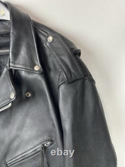 Vintage Classic Perfecto Leather Motorcycle Jacket Size 48T