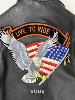 Vintage Classic Perfecto Leather Motorcycle Jacket Size 48T