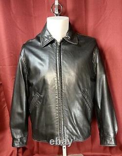 Vintage Coach Black Leather Moto Jacket Full Zip Short Coat Men's Size XS