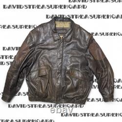 Vintage Collezione SA Leather Bomber Jacket Mens Size 2XL Faded Motorcycle Biker