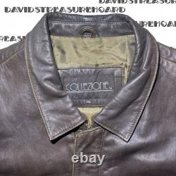 Vintage Collezione SA Leather Bomber Jacket Mens Size 2XL Faded Motorcycle Biker