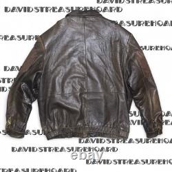 Vintage Collezione SA Leather Bomber Jacket Mens Size 2XL Faded Motorcycle Biker
