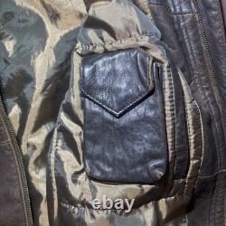 Vintage Collezione SA Leather Bomber Jacket Mens Size 2XL Faded Motorcycle Biker